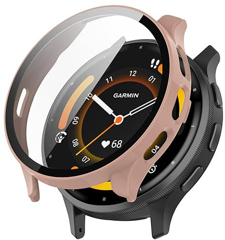 Blueshaweu Custodia per Garmin Venu 3 Smartwatch, Hard PC Custodia con Pellicola Protettiva in Vetro Compatibile con Garmin Venu 3 Smartwatch (Rosa)