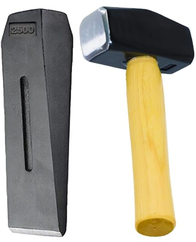 SPARES2GO Kit de martillo divisor de troncos de 6 libras y 10 pulgadas de cuña de cincel para madera + palo de trineo de 4 libras