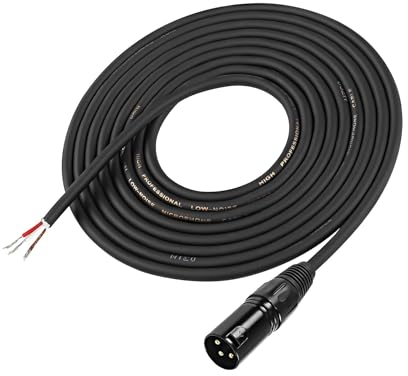 XMSJSIY XLR Microphone Cable Pigtail Bare Wire 3Pin XLR Speaker Audio Mic Cable Open End Connector Replacement Extension Cable for DJ/PA Subwoofer Mixer Amplifier - 4M (XLR Male)