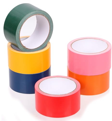 Swpeet Lot de 6 rouleaux de ruban adhésif imperméable multi-usages 6 couleurs 5,1 cm x 9,9 m de long, arc-en-ciel, ruban adhésif très résistant, sans résidus, facile à déchirer à la main pour le