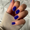 Ceboic Français Faux Ongles Court Carré Couleur Pure Press on Nails Ballerine Glossy Glänzend Ongles à Coller Acrylique Pleine Couverture Ongles à Presser 24Pcs pour Femmes et Filles(Bleu Foncé)