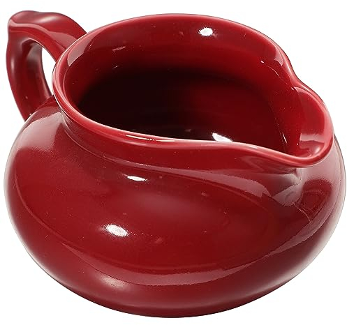 UPKOCH Sauciere Sauciere Aus Keramik Kleine Soßenkanne Mit Glattem Griff Milchkännchen Aus Porzellan Krug Ausgießer Sauciere Für Salatdressing Brühe Sahne Milch Rot