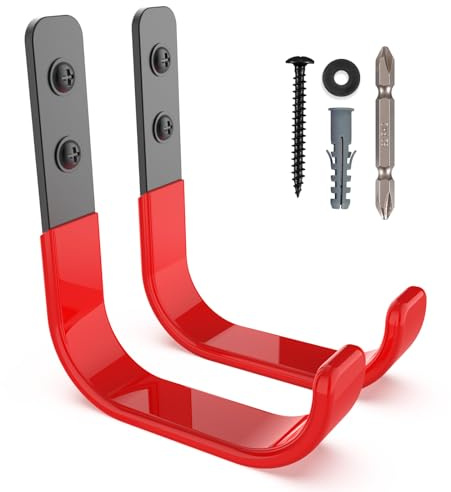 SunVFaFa 10cm Ganchos Pared, Resistentes para Garaje, Ganchos para Colgar Almacenamiento, en J Soporte Herramientas Pared Multiusos, Ganchos para Colgadores para Equipo Deportivo (2 Piezas, 25 kg)