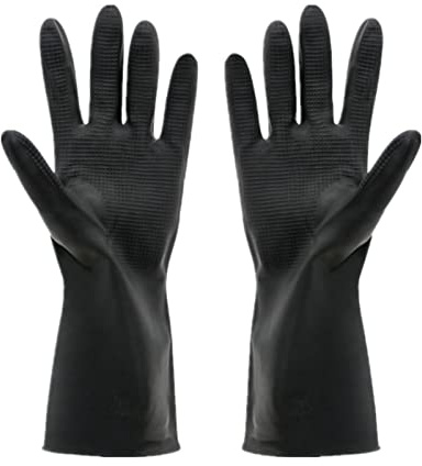 Haushaltshandschuhe, Lange Gummihandschuhe, Reinigungs Handschuhe, Spülhandschuhe, Wiederverwendbare Küche Handschuhe für Garten, Autowäsche, Arbeit (Schwarz, S)