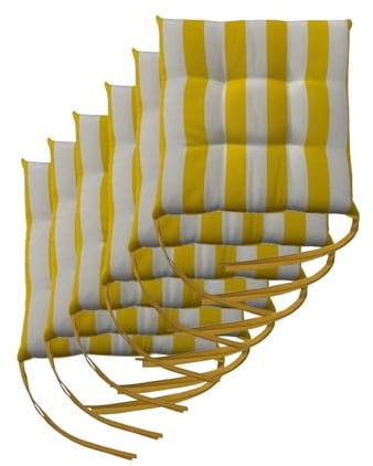 Il Tuo Artigiano Design Set mit 6 Kissen für Gartenstühle, hergestellt in Italien, Küchenstuhlkissen, 40 x 40 cm, Füllung aus Schaumstoff und weichem Acryl (weiß und gelb)