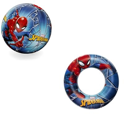 Bestway | Spider-Man - Schwimm- & Spielset | Schwimmring Ø 56 cm & Wasserball Ø 34 cm | aufblasbar | Spiderman Design | perfekt für Pool, Strand & Urlaub