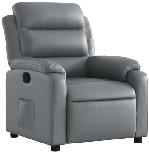 vidaXL Relaxsessel, Sessel mit Liegefunktion, Fernsehsessel Verstellbare Rückenlehne Fußteil, Liegesessel Ruhesessel Polstersessel, Grau Kunstleder