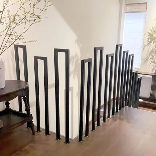 Treppengeländer Innen Schwarz, Treppengeländer U Form, U Förmiger Handlauf Geländer Treppe, RaußEn Metal Geländer, Nordic Modern Handlauf für Villen Balkone Flure Wohnungen (Schwarz, 35cm)
