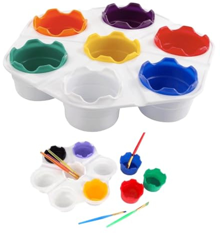 UMKY Kids Paint Palette Tray With Removable 7 Paint Pots Mess Free Childrens Art School Supplies