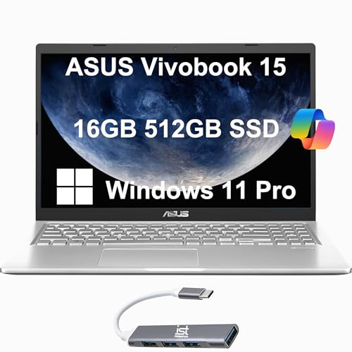 ASUS Vivobook 15 Laptop (15.6 pulgadas FHD antirreflejante, 16 GB de RAM, SSD PCIe de 512 GB, AMD Ryzen 3 3250U) para estudiantes, negocios, educación, teclado numérico, IST Hub, Type-C, Win 11 Pro
