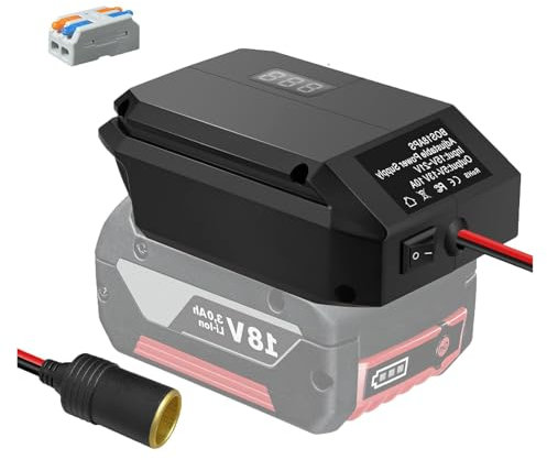 18V zu12V Step Down Konverter für Bosch GBA 18V Akku, DC Spannung Akku Power Adapter, Zigarettenanzünder Adapter perfekt für die Aufrüstung von Elektrowerkzeugen, LED-Leuchtbänder, DIY-Projekte