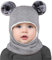 Ourdort Schlupfmütze Kinder,Baby Mütze,Babymütze Winter,Baby Mütze Winter Neugeborene,mit Bommel Fleecefutter Beanie Mütze,für 2-7 Jahre alt Baby. (grau)