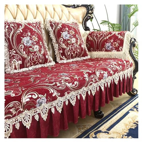 Vintage-Sofabezug für 1-, 2-, 3-Sitzer, Ledercouch, roter Sitzbezug, 100 x 180 cm