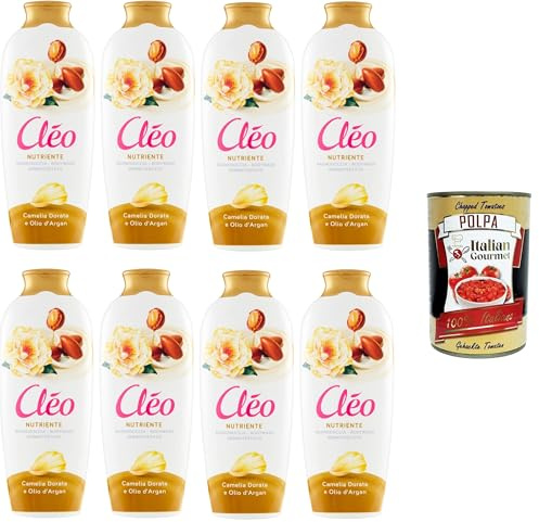 Cleo Bagnodoccia Camelia Dorata e Olio di Argan Duschgel mit goldener Kamelie und Arganöl – 8x750 ml+ Italian Gourmet polpa 400g