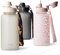 MAMEIDO Gourde 1l avec Paille & Marqueur de Temps de Motivation, Gourde Sport avec Dragonne, Gourde Enfant étanche, Bouteille d'eau sans BPA, Water Bottle (Ivory Beige, 1000ml)