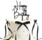BETESSIN Lot de 11 Décoration Gâteau Anniversaire - 1Pc Cake Topper Happy Birthday Acrylique et 10Pcs Nœuds Papillon Ruban Satin Noir