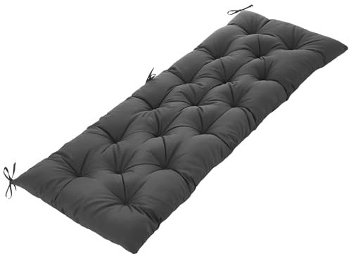 Warmiehomy Garden Bench Cushion 2 Seater, Waterproof Bench Seat Cushion 100cm with Non-Slip Straps, 8CM Thick Garden Bench Padded Cushion, Rectangle Dining Bench Seat Pads Outdoor Indoor(Dark Grey)