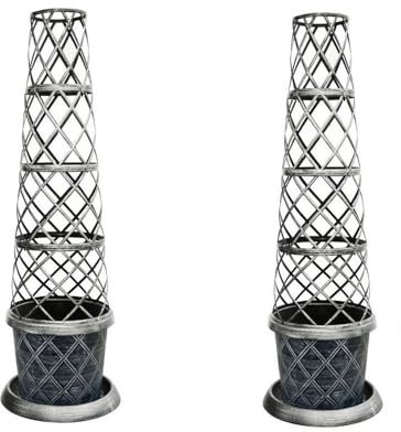 Garden Gear Black & Pewter Tower Pot, Climbing Plant Support Frame, Easy Assembly, Height 130cm (2)