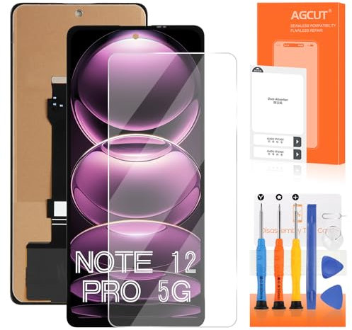 AGCUT Pantalla LCD de 6,67 pulgadas para Xiaomi Redmi Note 12 Pro 5G 22101316C, 22101316I, 23013RK75C, 22101316G, pantalla táctil, digitalizador, reemplazo de pantalla con herramientas de reparación