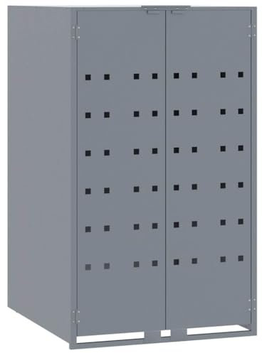 Eleganz Mülltonnenbox für 1 Tonne Grau 69x79x117 cm aus pulverbeschichtetem Stahl - Langlebig & Wetterfest - Ideal für Haus & Garten