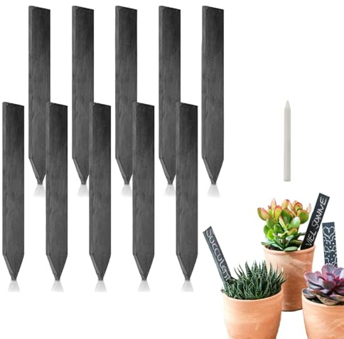10 Stück Pflanzenschilder Schiefertafel zum Beschriften Kräuterschilder Schiefer Pflanzschilder für Draussen Schiefer Pflanzenschilder Pflanzenstecker zum Beschriften Wetterfest Schiefertafel (10X2CM)