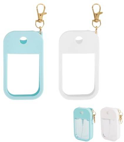 lasuroa 2pcs Silicone Case Compatible with Touchland Hand Sanitizer Spray 1FLOZ, Portable Protective Hand Mist Spray Case Holder Keychain Accessories