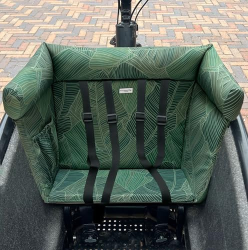Blausberg Baby - Lastenrad Kissen, Sitzkissen, Zubehör, Kinderkissen, Sitzpolster Wetterfestes kompatibel Urban Arrow Family & Family Next - Dunkel Grün Blätter für Urban