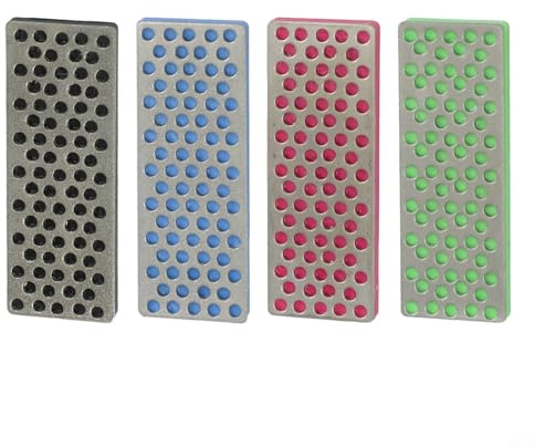 Durashmall Lot de 4 limes biseautées pour snowboard et ski - Grain 240 360 500 1000 - Pour affûter, polir, ébavurer et démêler - Construction métallique - Multicolore