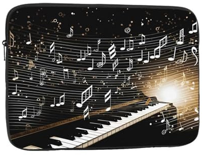 15 Inch Laptop Sleeve Water-resistant Laptop Case Compatible with 14-15 MacBook Chromebook, Piano Keys Musical Notes