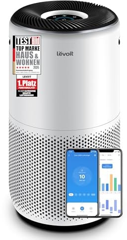 Levoit Core 400S Luftreiniger für Allergiker, bis zu 90㎡, Silberweiß | HEPA plus Aktivkohlefilter, CADR 433 m³/h, PM2,5 Anzeige, Auto und App, für Wohnung, Raucherzimmer, Schlafzimmer