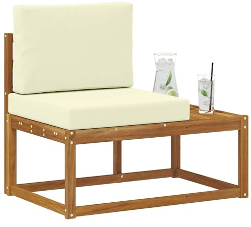 vidaXL Outdoor End Sofa Natur 91 x 63 x 73 cm Massivholz Akazie, Balkonmöbel, modernes Akazienholz, langlebiges wetterbeständiges Design, vielseitig für den Außenbereich