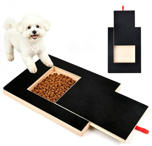 Dog Nail Scratch Board, Wooden Dog Nail File Board with Treat Box | Dog Nail Grinding Pad with Replaceable Sandpaper, Nail Trimming Scratch Pad for Small Medium Large Dogs