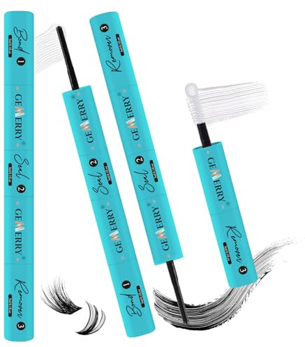 GEMERRY Lash Bond and Seal with Lash Remover, 3-in-1 Waterproof | Lash Cluster Glue with Strong Hold Adhesive and Gentle Remover, Long-Lasting 72H, Easy to Use DIY Eyelash Extensions