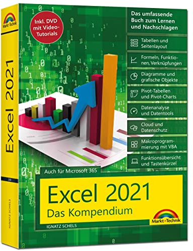 Excel 2021- Das umfassende Excel Kompendium. Komplett in Farbe. Grundlagen, Praxis, Formeln, VBA, Diagramme für alle Excel Anwender -: Auch für Microsoft 365 geeignet