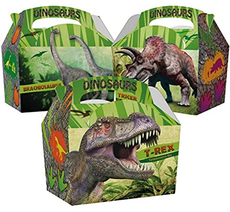 10 Childrens Kids Dinosaur Carry Food Meal Picnic Birthday Party Bag Boxes