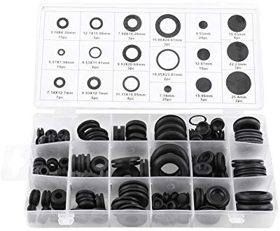 125 Pezzi in 18 Misure Gomma Assortimento Kit di Gommini Passacavo Gommino Elettrico Conduttore Set di Anelli di Guarnizione Assortimento di Guarnizioni ad Occhielli per Cavi, Spina e Cavo