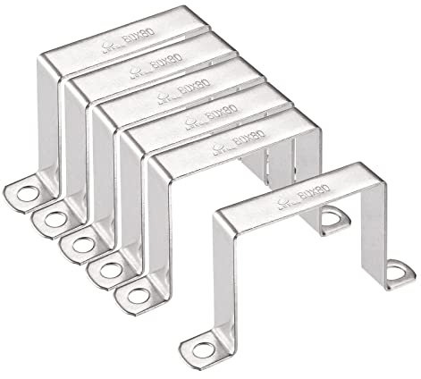 sourcing map Lot de 6 équerres de connexion en forme de U en acier inoxydable 304 78 x 82 mm pour porte fermée