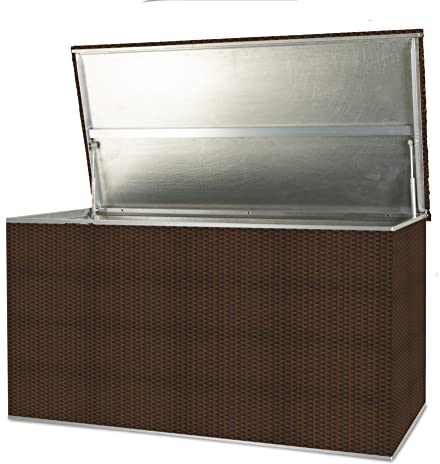 TerraGala Rattan Auflagenbox, Outdoor-Kissenbox, wasserdicht, 115cm x 60cm x 60cm (braun-dunkelbraun)