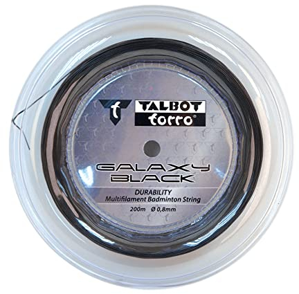 Talbot Torro Badminton Saite Galaxy Black, 200m Rolle für Badmintonspieler, Stärke 0,8mm, für ca. 20 Besaitungen, im Einzelblister, 449148