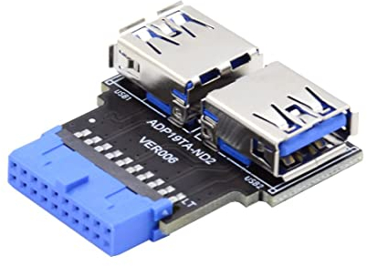 chenyang Placa base de 19/20 pines 1 a 2 puertos USB 3.0 adaptador de multiplicación tipo horizontal