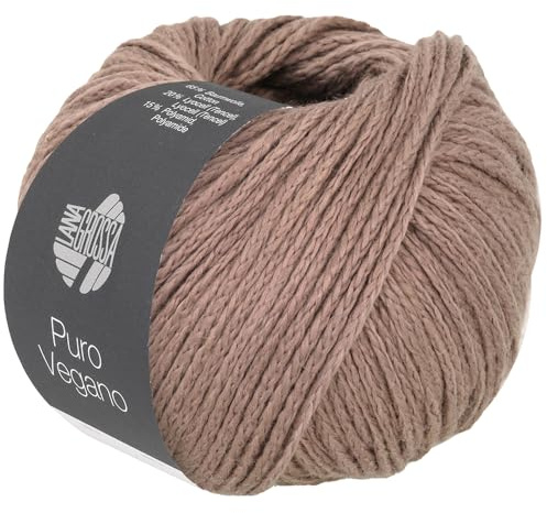 LANA GROSSA Puro Vegano | Kettgarnkonstruktion ohne tierische Fasern | Handstrickgarn aus 65% Baumwolle, 20% Lyocell (Tencel) & 15% Polyamid | 50g Wolle zum Stricken & Häkeln | 90m Garn FB 4