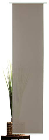 metablo Flächenvorhang Set Basic für Innenlaufschienen mit 6mm Laufkanal inklusive Paneelwagen und Beschwerer Taupe 60x300 cm