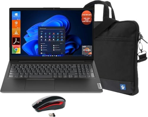 Lenovo Notebook V15 G3, AMD Ryzen 7 5825U, Ram 24GB DDR4, 1512GB Dual Disk SSD/NVMe, Full HD, Windows 11 Pro, Office 2021 Pro Plus - PORTATILE PRONTO ALL'USO - BORSA e MOUSE USB Wireless in Omaggio