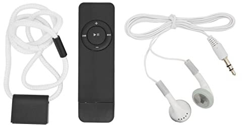 MP3 Player, ABS Mini MP3 Music Player Built in 180mAh Battery, Portable Music Player Support Up to 64GB, for Students Running Travel (Black)