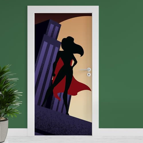 Finest Folia Türfolie 90x200 cm Türtapete Türposter Folie für Tür Wohnzimmer Kinderzimmer Küche Türaufkleber Bad Aufkleber selbstklebend TF03 (28 Superwoman)