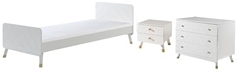 möbelando Jugendzimmer-Set >Billy< in Satin Weiß aus Massiv Kiefer und MDF