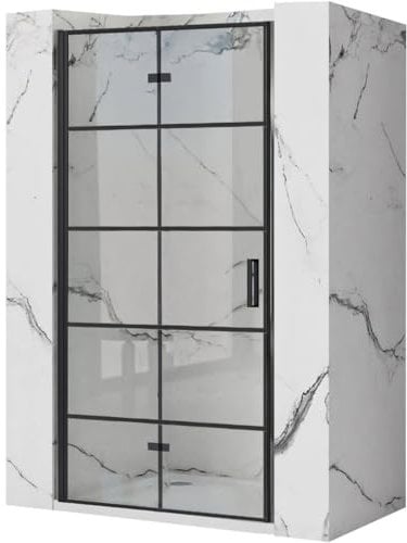 Rea Porte de douche Molier Noir 90 + profil Verre de sécurité trempé transparent 6 mm (Noir)