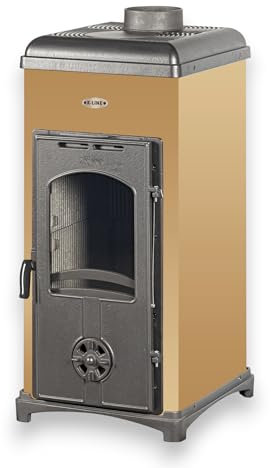 Briconess Holzofen 6,3 kW mit Struktur aus Stahl und innen aus Gusseisen, Heizplatte K2