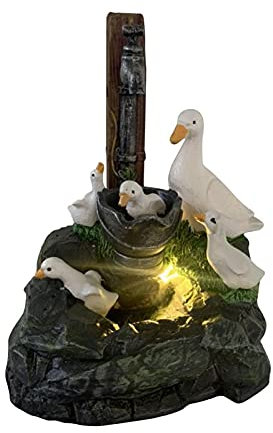 ZLQRTUD Tischbrunnen Tischbrunnen Tiergartenstatue Wasserbrunnen Garten Eichhörnchen Ente Harzdekor Hausgarten Basteldekor Figuren Zimmerbrunnen