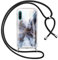 Oelrstfe Coque pour Huawei P30 Lite/Nova 4e avec Cordon de Collier,Transparent Paillette Marbre Motif Silicone Étui Housse,Aesthetic Glitter Antichoc Anti-Chute Lanyard Bandoulière Case,Noir